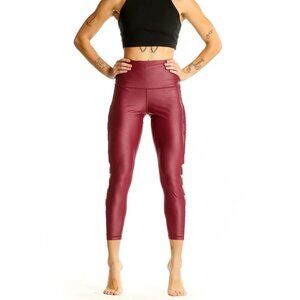 Victoria Sport Knockout HighWaist Burgundy Leggings With Side Cutout Detail